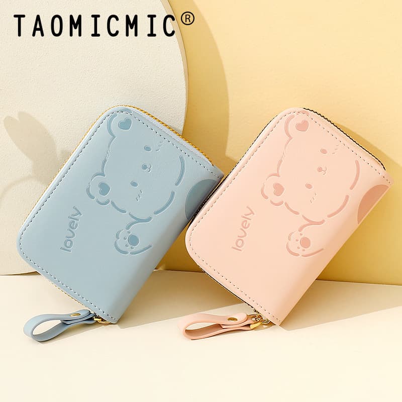Small high quality organ with zipper, cartoon card holder for students, polyurethane cute wallet