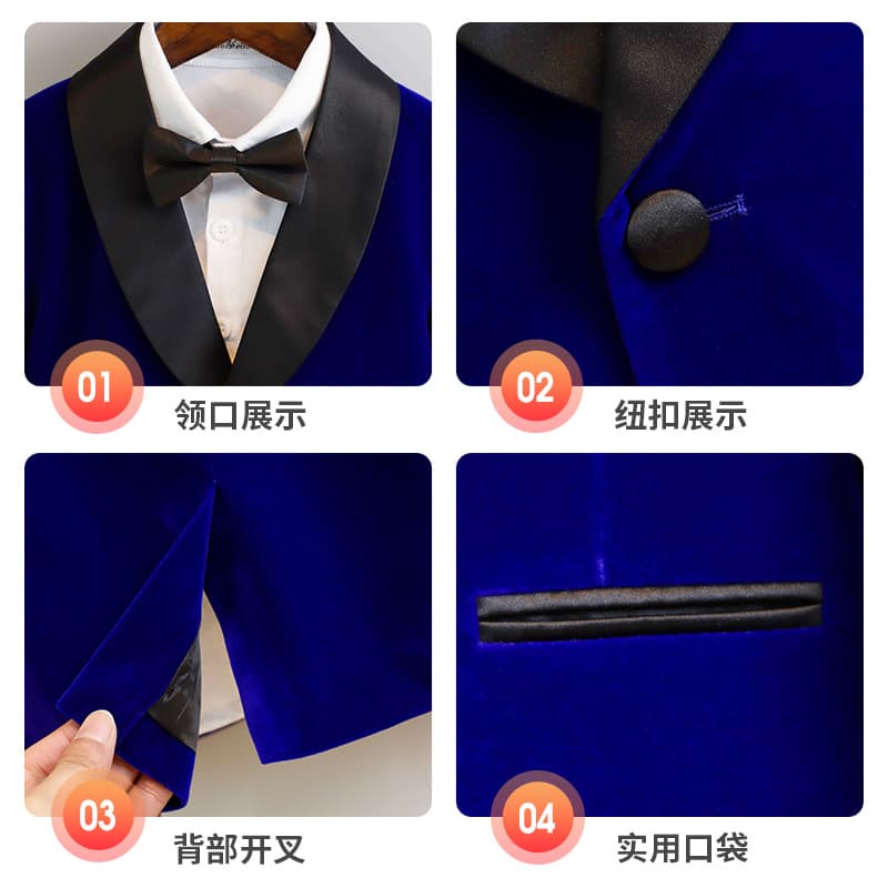 Flower boy costume, classic suit, dress, children's piano performance costume 4