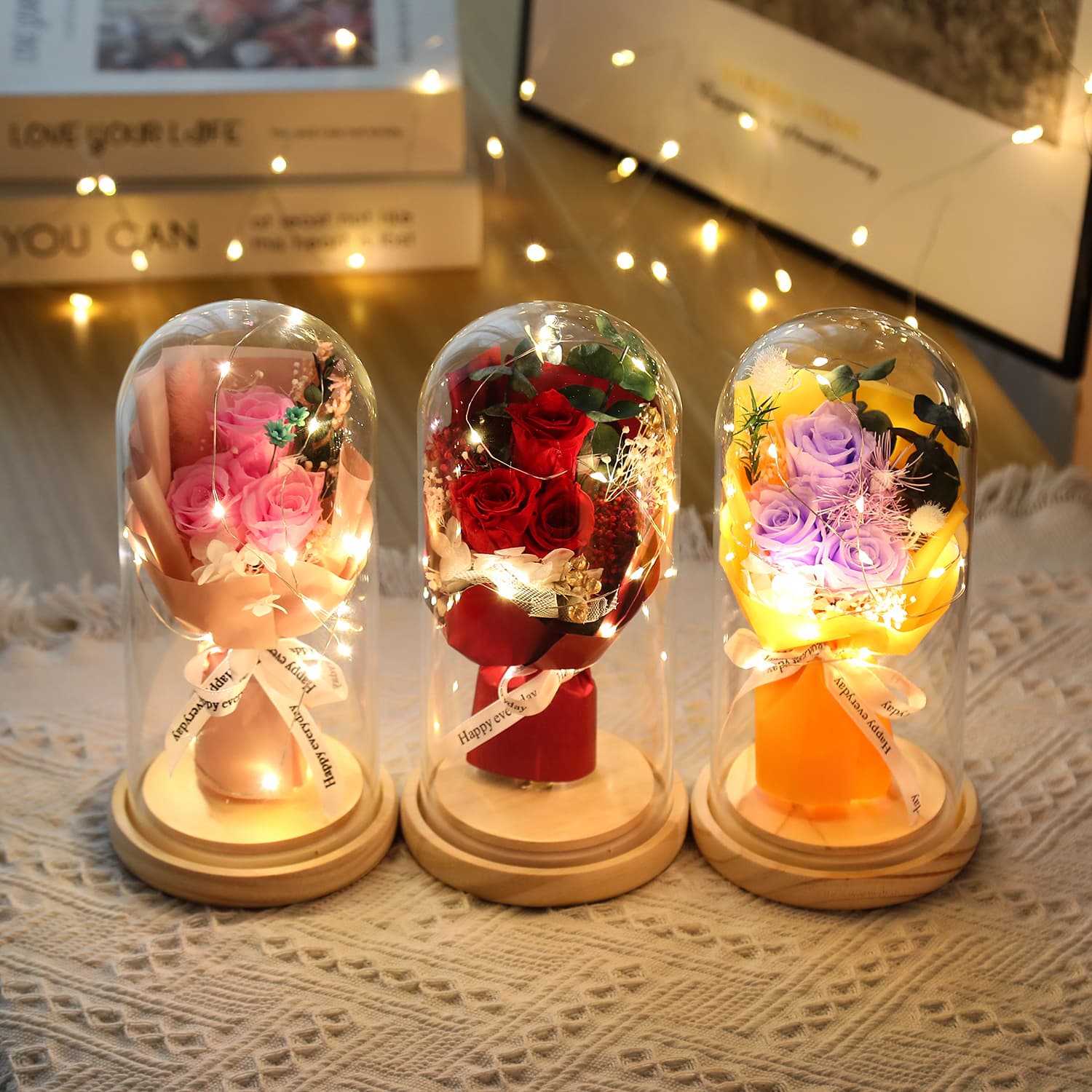 (Cross-border trading), glass glowing rose for St. Valentine's Day, roses, Birthday gift 2