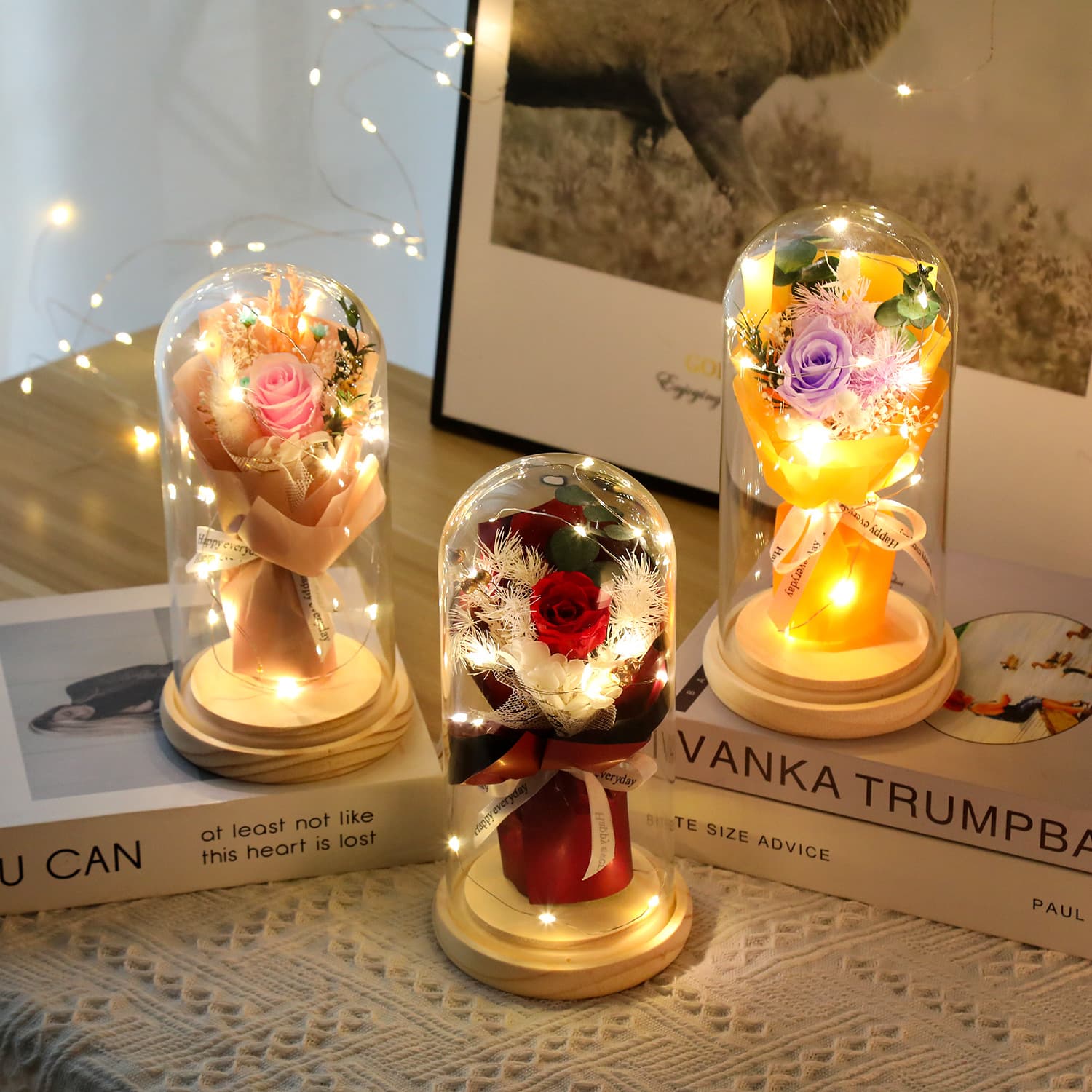 (Cross-border trading), glass glowing rose for St. Valentine's Day, roses, Birthday gift 3