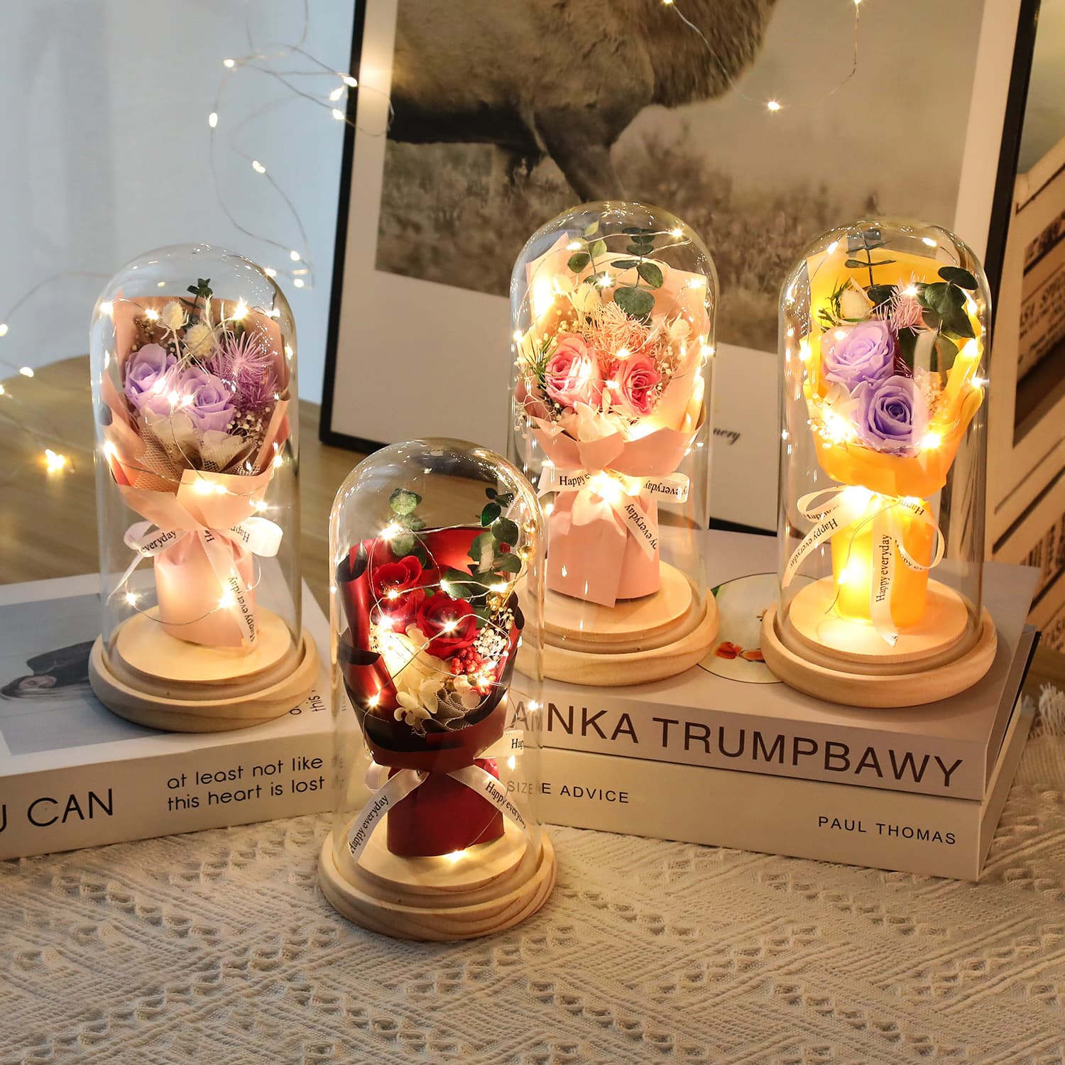 (Cross-border trading), glass glowing rose for St. Valentine's Day, roses, Birthday gift 1