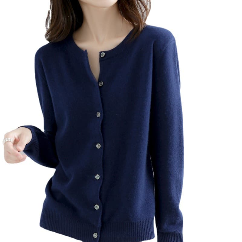 Autumn cardigan with a round collar, knitted short sweater, base body-friendly jacket, loose fit 5