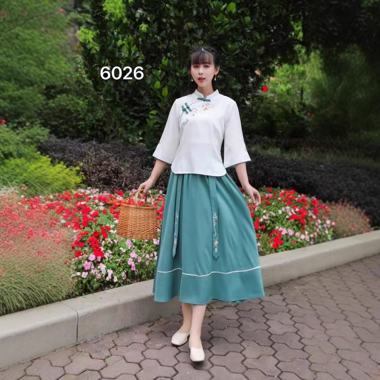 Hanfu, cheongsam, fresh set, cotton and linen, Chinese style 1