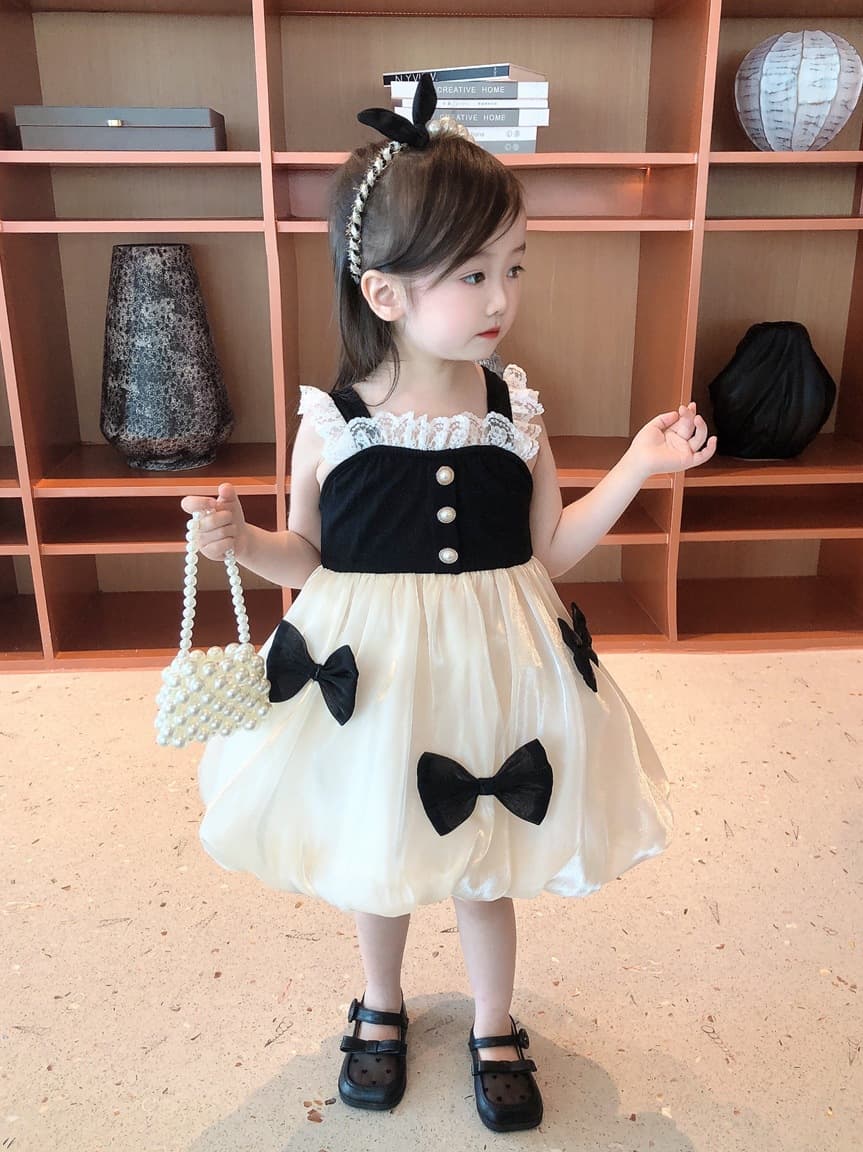 Children's cute dress with bow, western style, internet celebrity, Korean style, children's clothing 2