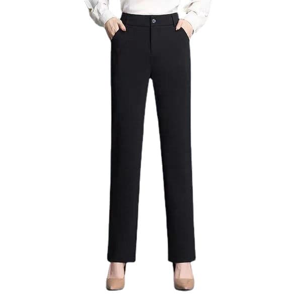 Suit, fitted black professional trousers, high waist, loose straight fit, with short sleeve 5