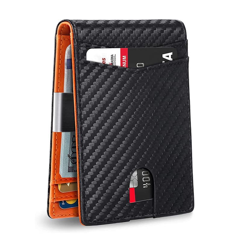Wallet carbon fibre, card holder, design gold clip, anti-theft