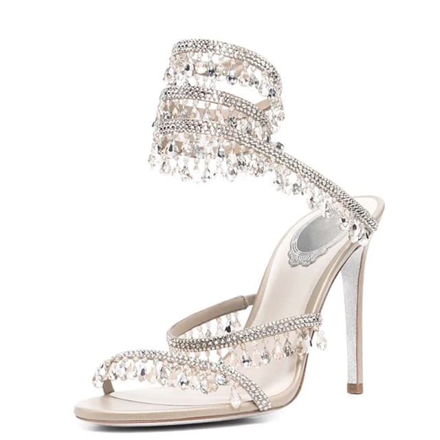 Sexy sandals with rhinestones heels, casual footwear, spring 2026 collection, with gem, European style 4