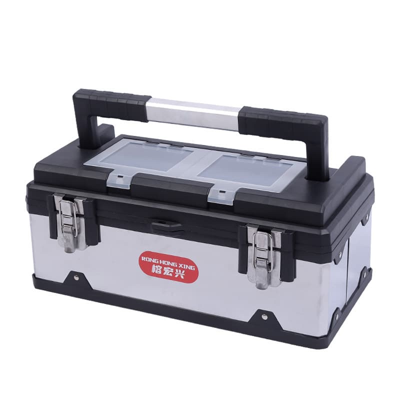 Hardware tool box Double-layer portable plastic stainless steel tool box Multifunctional home repair parts tool box 5