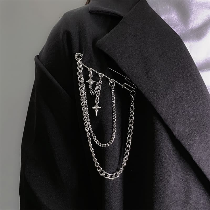 Brooch, classic suit jacket, pin, accessory, chain hip-hop style 2