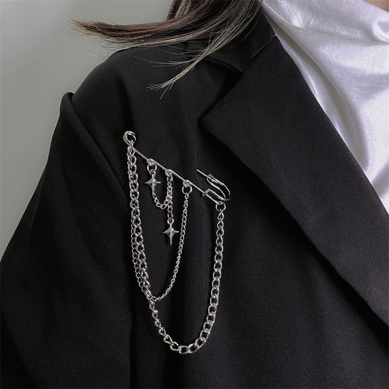 Brooch, classic suit jacket, pin, accessory, chain hip-hop style