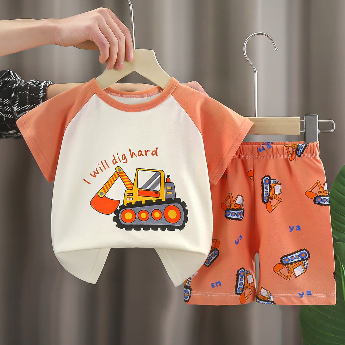 Children's sleeves, cotton set, summer clothing for boys, T-shirt, overall, trousers, children's clothing, Korean style 4