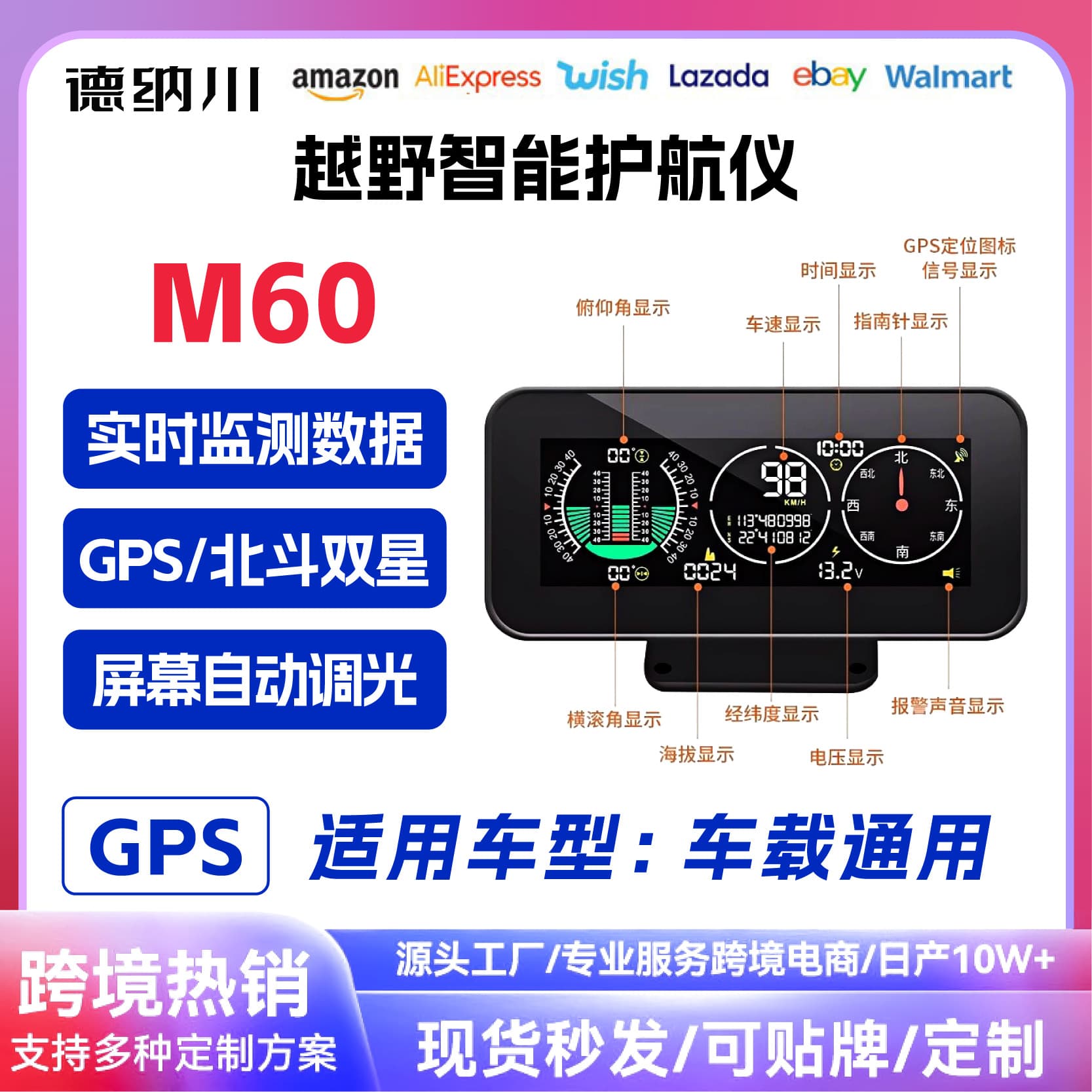 Car general car level slope GPS guide voltage altitude car HUD head up display 1