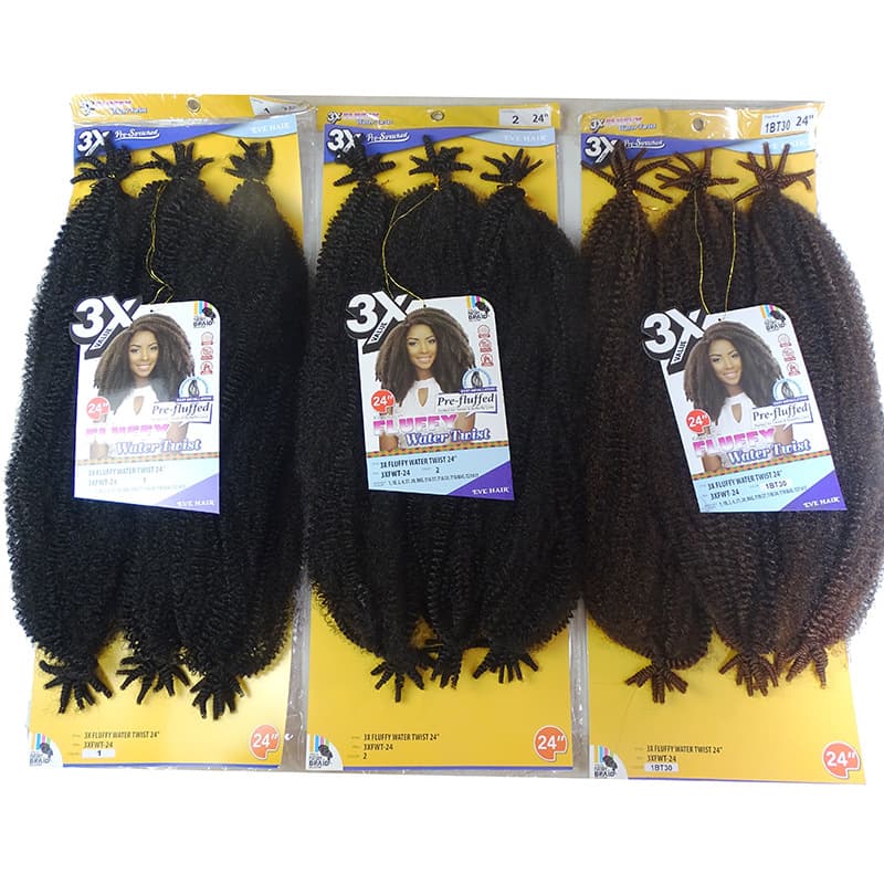 Fluffy African Kinky Hair - 3X Water Twist Braids Kanekalon 1