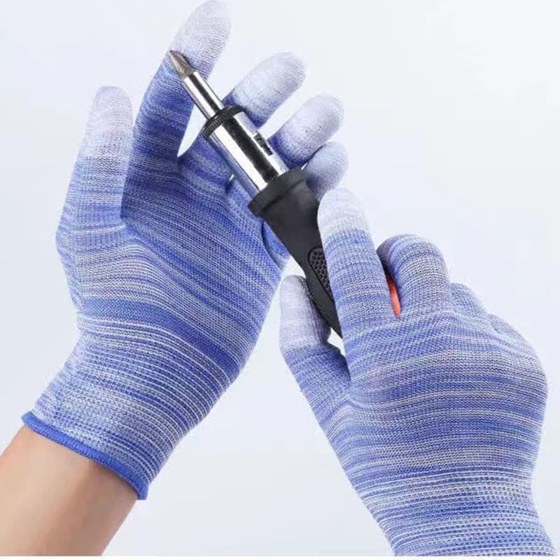 (Wholesale), polyurethane wear-resistant non-slip breathable thin nylon gloves dust-free for men and women 4