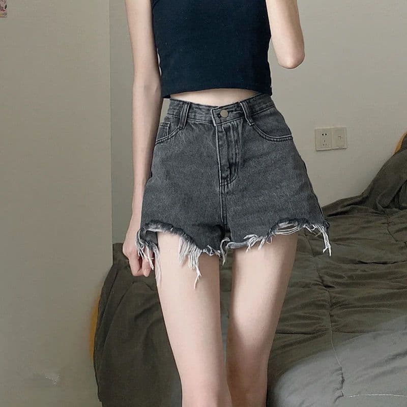 Tide, denim skirt, shorts, summer thin trousers, plus size, high waist, A-line 2