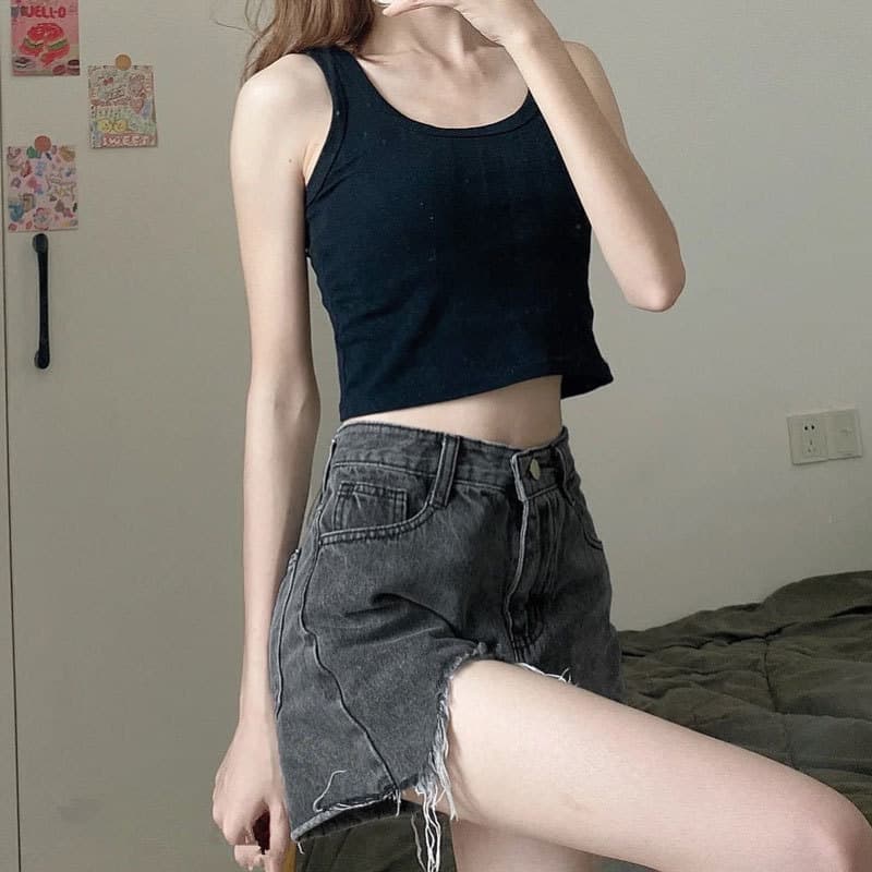 Tide, denim skirt, shorts, summer thin trousers, plus size, high waist, A-line 4