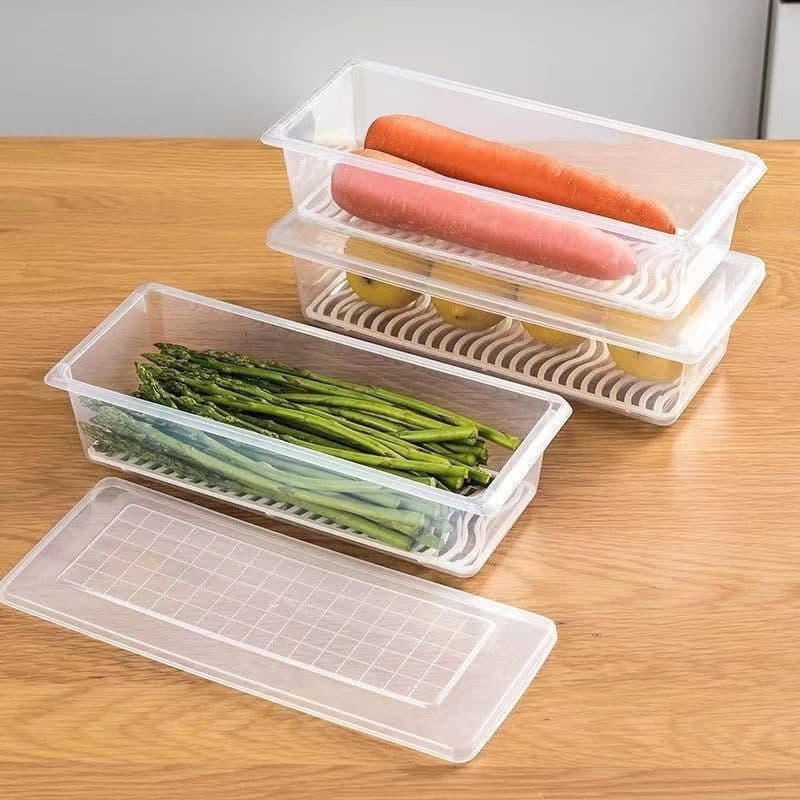 Kitchen refrigerator freezer storage box transparent food preservation box sealed drain storage box kitchen artifact 4