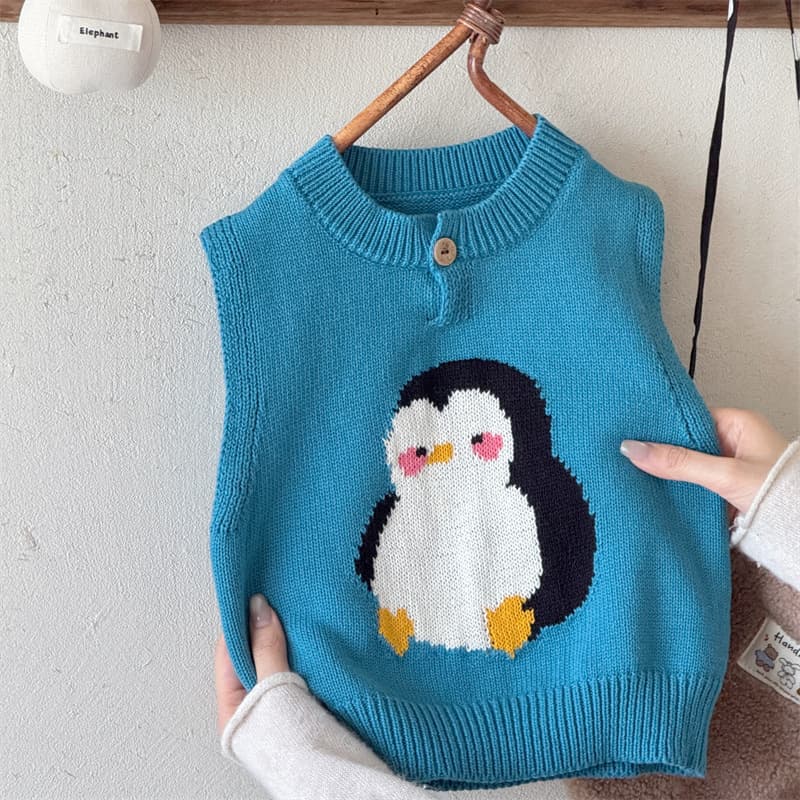 Demi-season keep warm knitted umbilical bandage for men and women, cartoon vest, children's sweater with a round collar 3