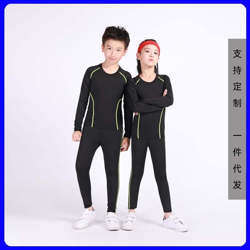 Children's flower boy costume for training for gym, basketball sports base long-sleeve, quick dry football spring set, tight 2