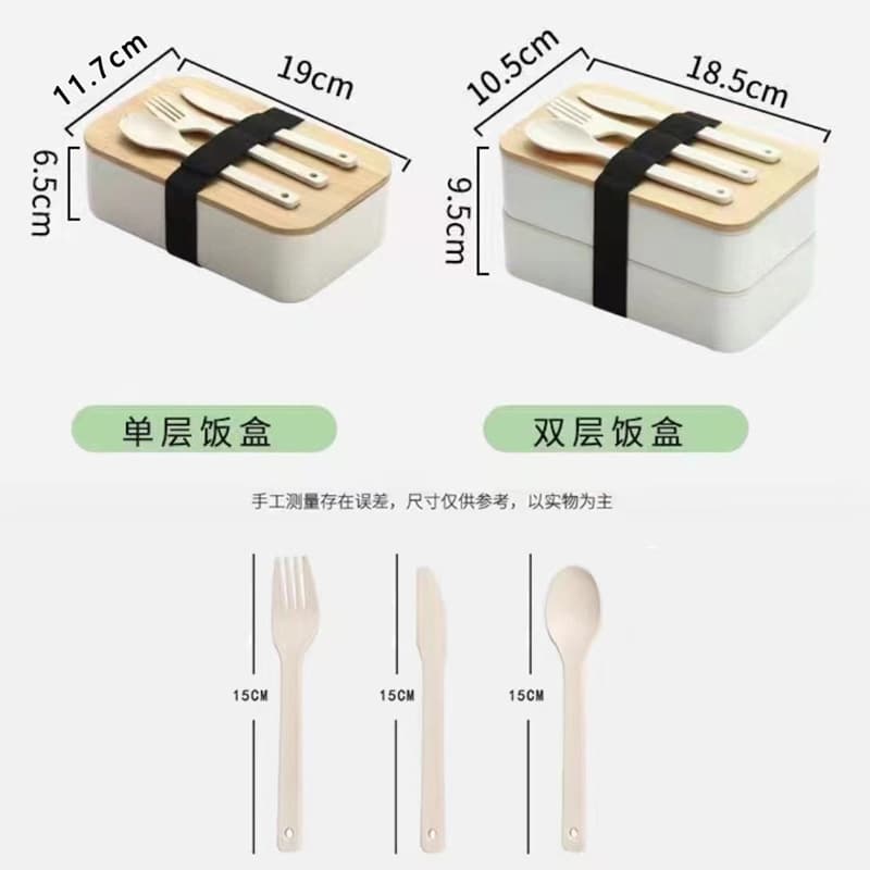 Japanese double-layer lunch box, plastic thermos for students 4