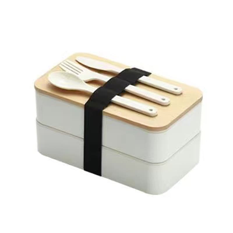 Japanese double-layer lunch box, plastic thermos for students 5