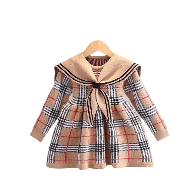 Navy autumn knitted sweater dress, 2023, western style, Korean style 5
