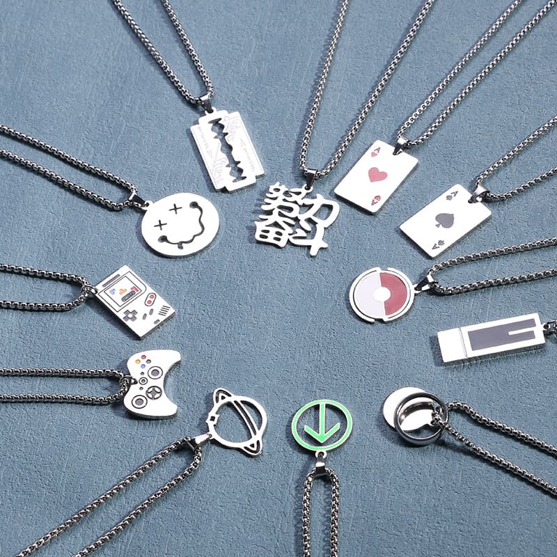 Universal necklace stainless steel, pendant, sweater, internet celebrity, does not fade