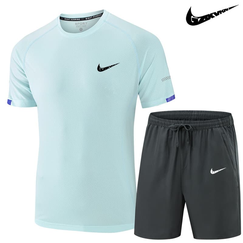 (Cross-border trading), men's thin sports suit, quick dry short sleeve T-shirt, shorts, trousers for gym, set, for running 5
