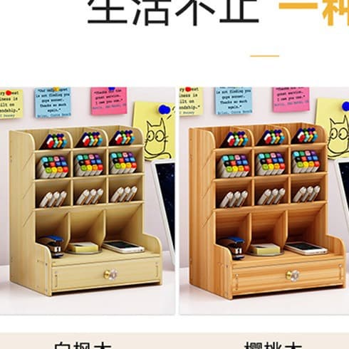 Wooden Nordic storage box desktop marker pen organizer box multi-grid folding office desk box wooden 3