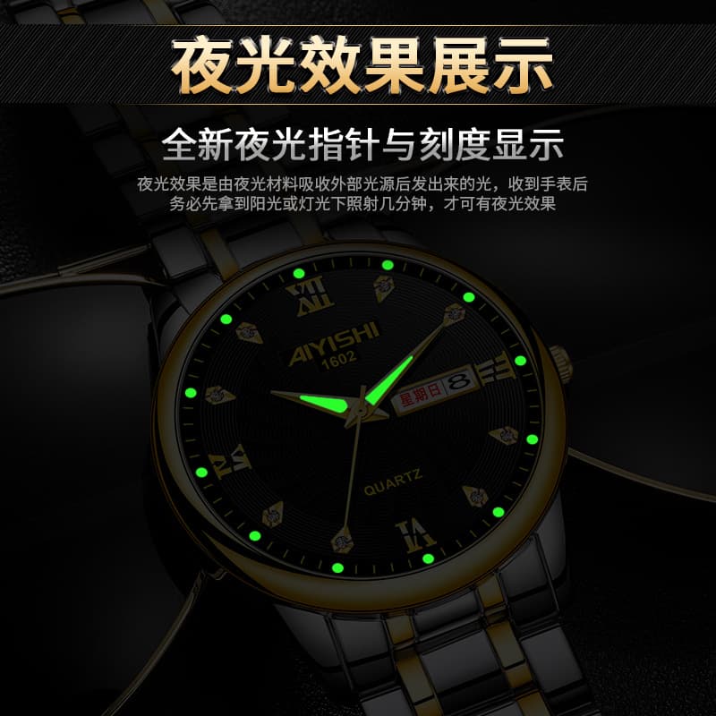 (Cross-border trading), waterproof swiss watch, men's watch, steel belt, calendar, quartz watches 3