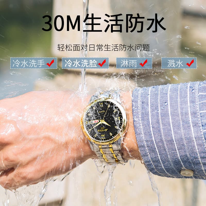 (Cross-border trading), waterproof swiss watch, men's watch, steel belt, calendar, quartz watches 4