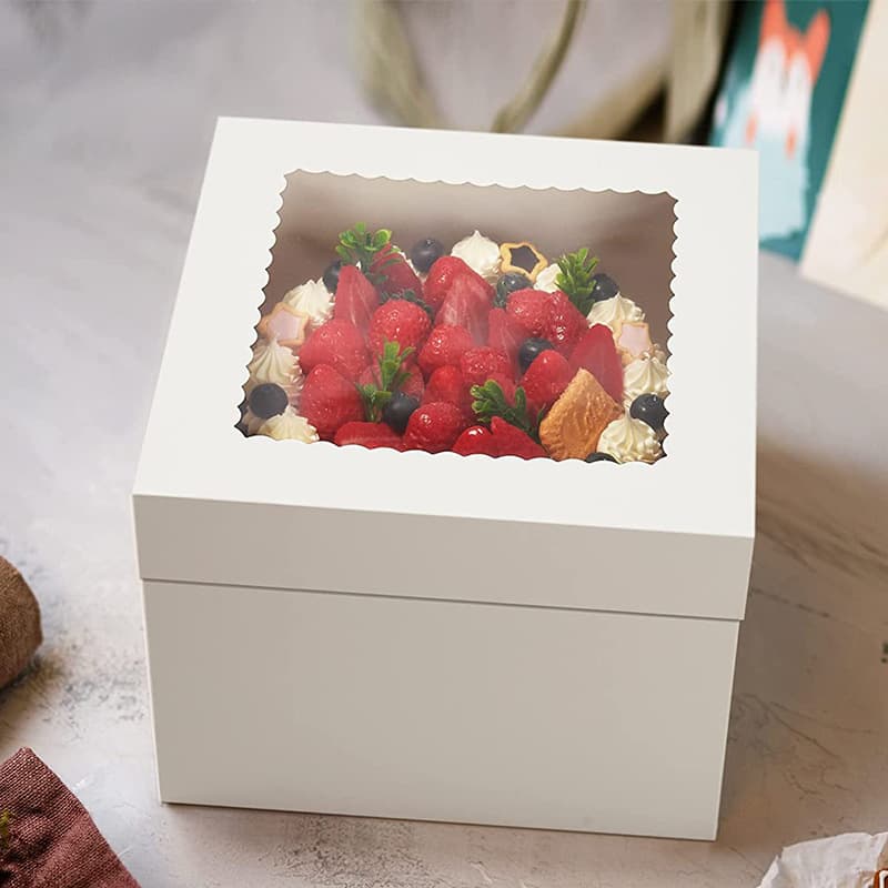 [现货白卡天地盖纸盒开窗透明蛋糕盒面包西点烘焙包装盒cake box] 4