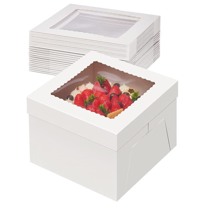 [现货白卡天地盖纸盒开窗透明蛋糕盒面包西点烘焙包装盒cake box] 1