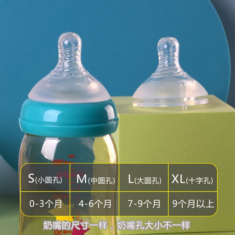 Children's universal pacifier, silicone soft feeding bottle, (Physicals), wide neck 3