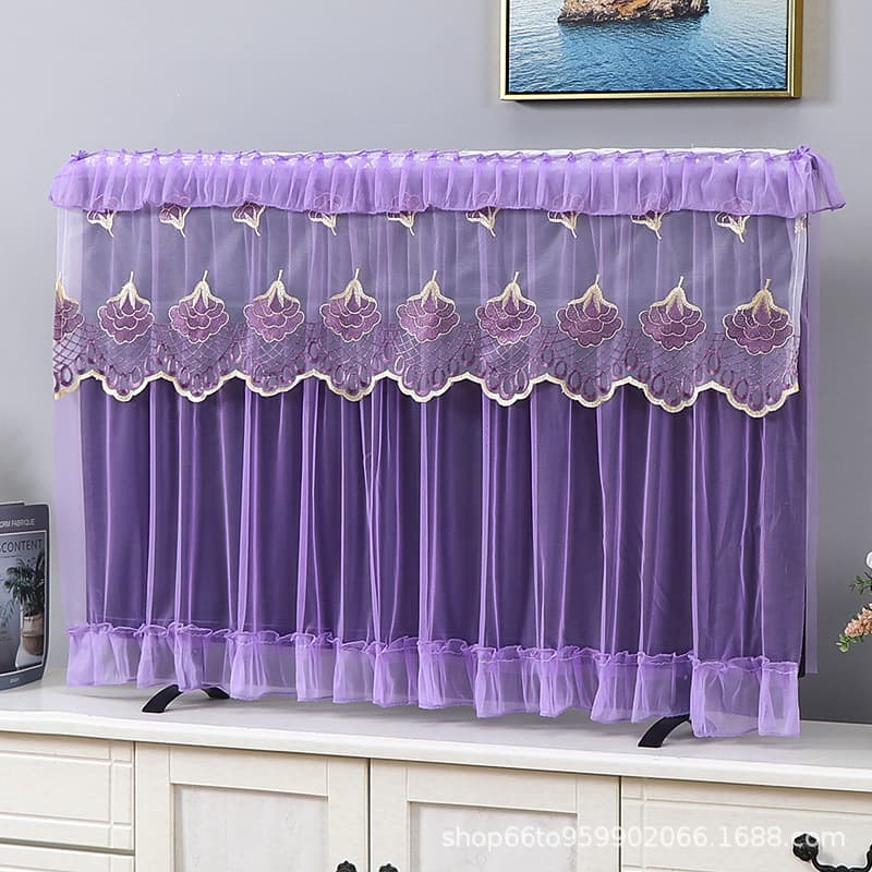 TV cover without removal TV cover dustproof cover lace embroidered LCD desktop hanging TV cover 2