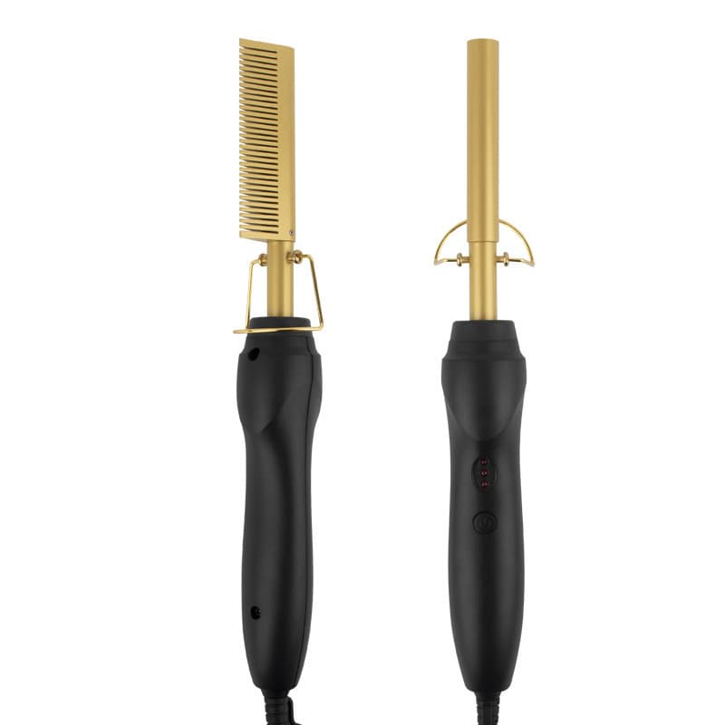 Electric heated copper comb electric hair straightening comb and curling wand two-in-one home straight hair curling iron negative ion hot comb 2