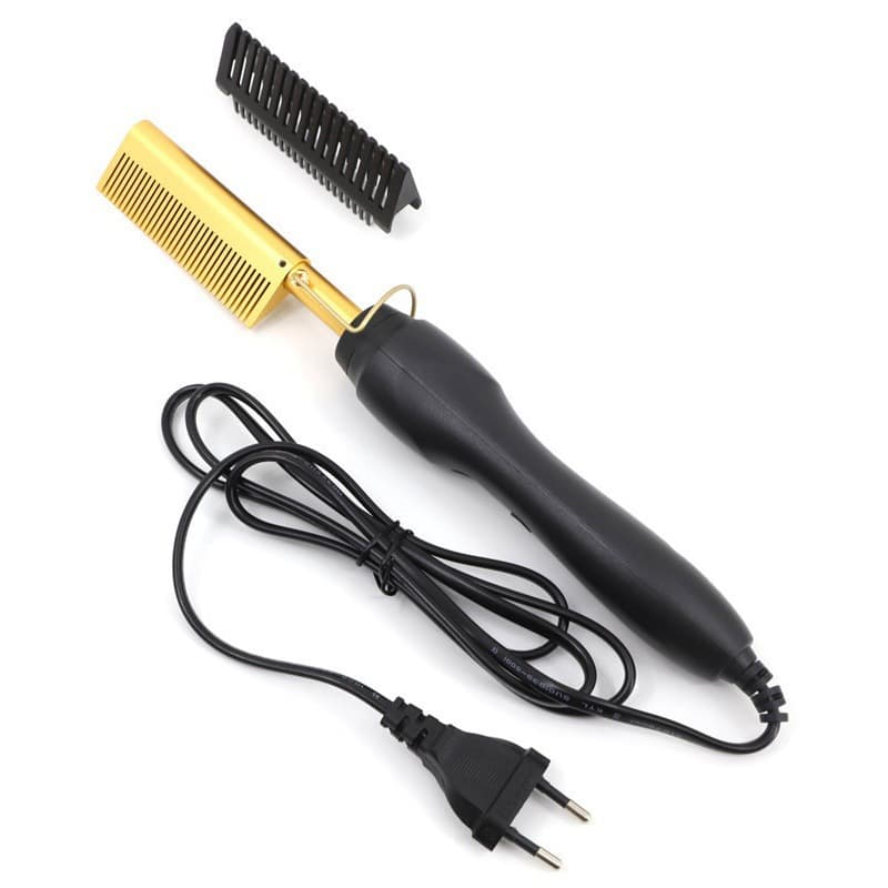 Electric heated copper comb electric hair straightening comb and curling wand two-in-one home straight hair curling iron negative ion hot comb 5