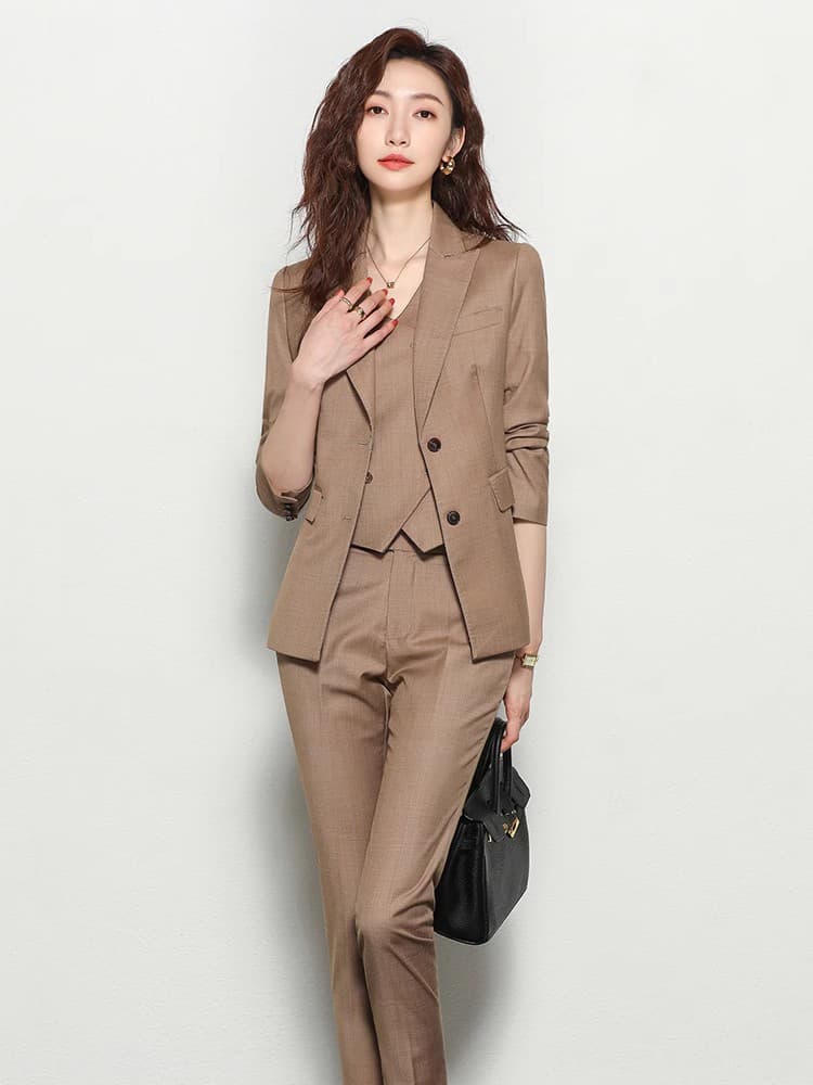 Set, classic suit jacket, fashionable design vest for work, bright catchy style, trend of season