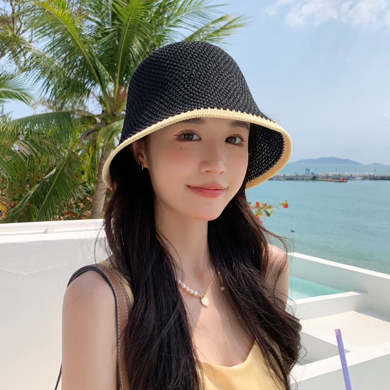 Breathable fashionable universal knitted summer sun hat, city style, UV protection, sun protection