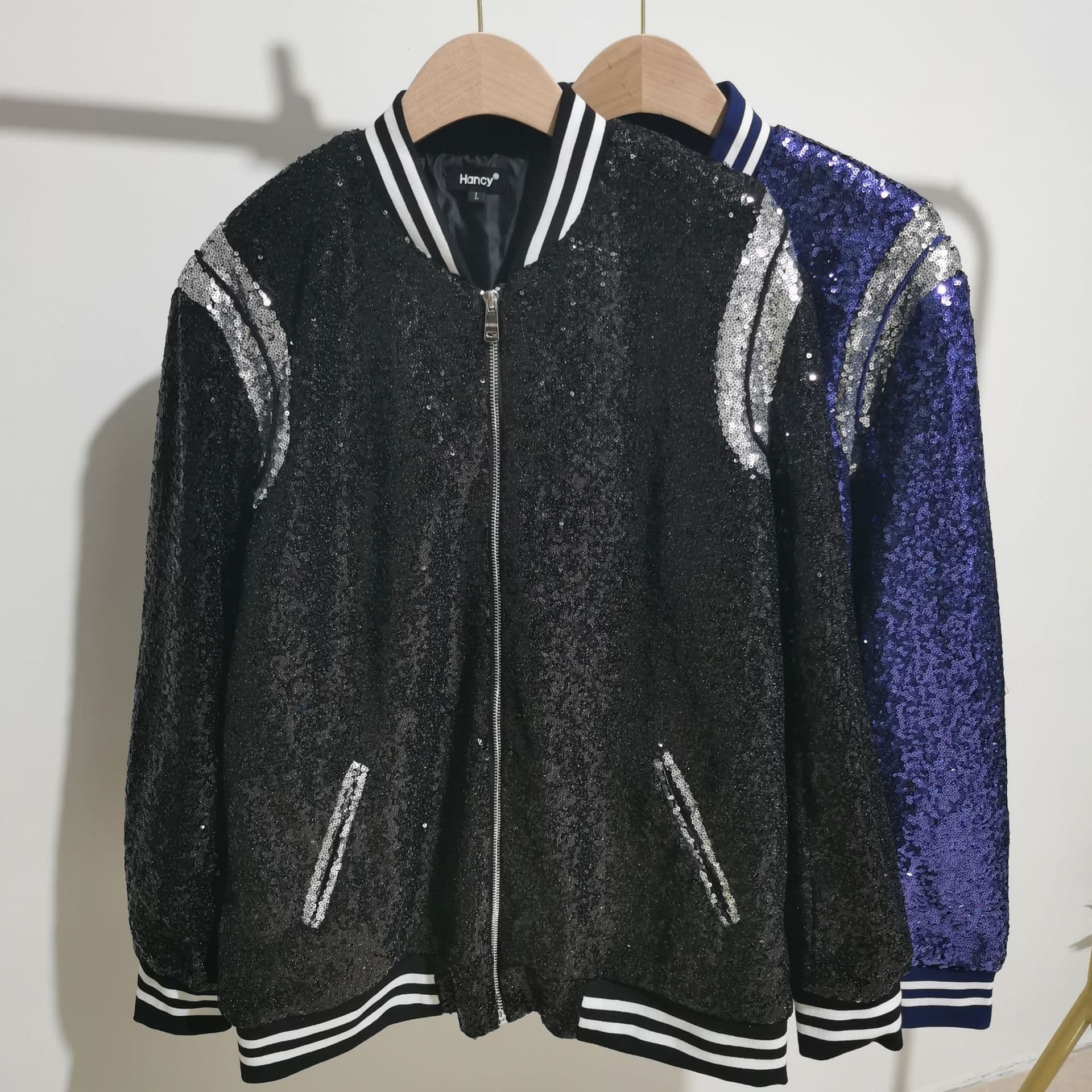 Mens Classic Jacket men's sequin jacket flying jacket shirt baseball uniform male 1