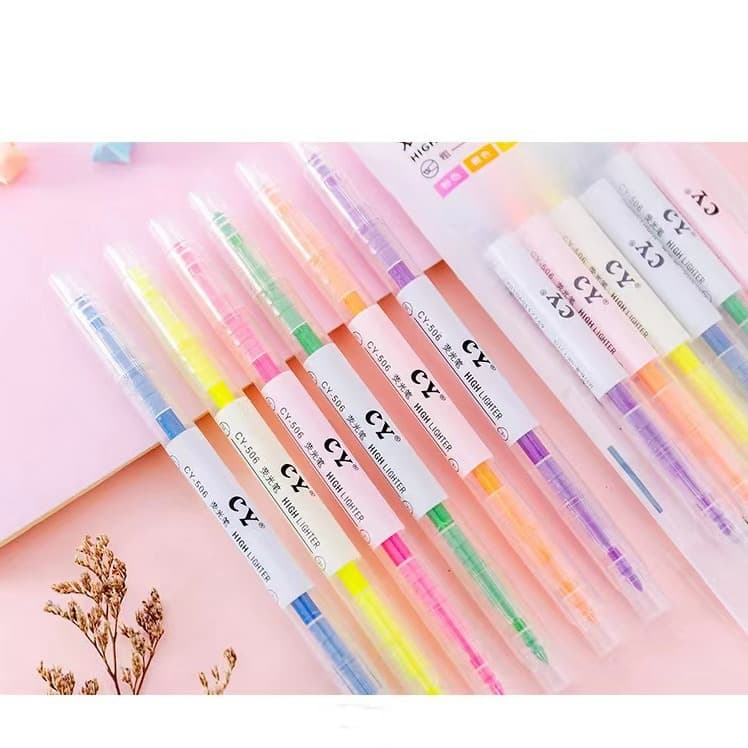 Creative color double -headed fluorescent pen marking key line marking pen Student graffiti hand accounts and pens oblique head watercolor pen 2