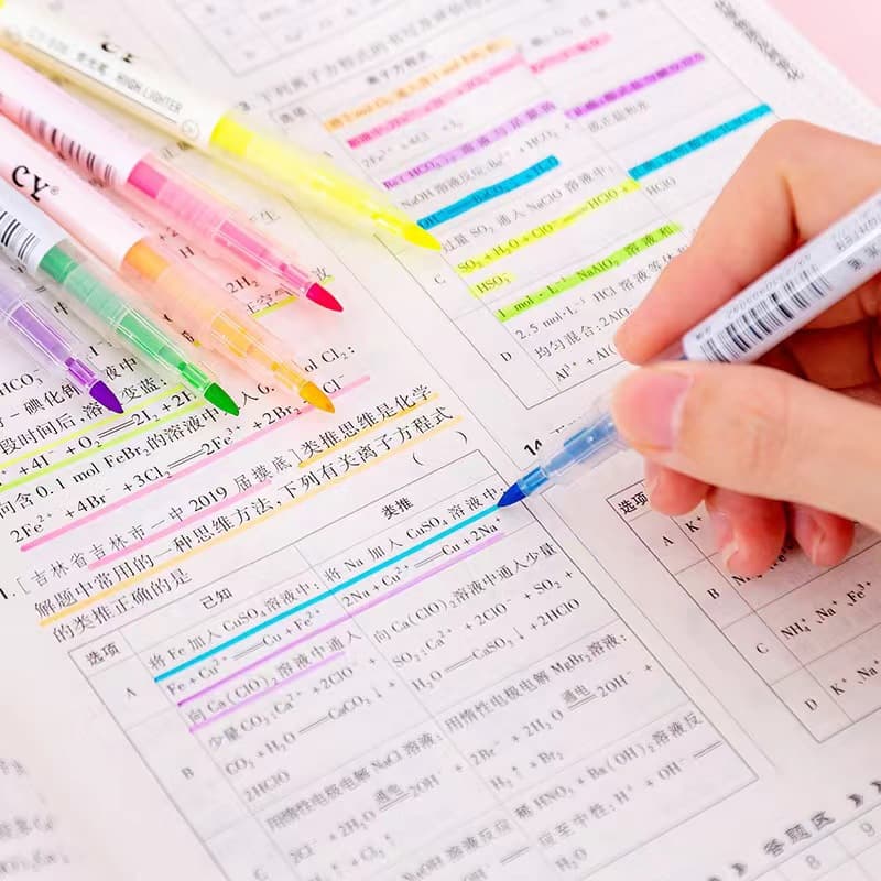 Creative color double -headed fluorescent pen marking key line marking pen Student graffiti hand accounts and pens oblique head watercolor pen 3