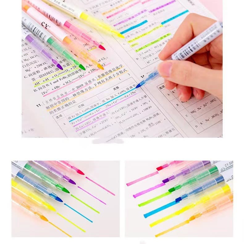 Creative color double -headed fluorescent pen marking key line marking pen Student graffiti hand accounts and pens oblique head watercolor pen 4