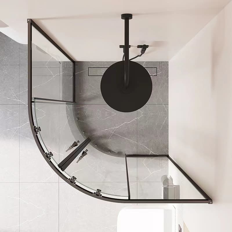 Guangdong factory household curved shower room tempered glass partition dry and wet separation shower room shower door bath screen 3