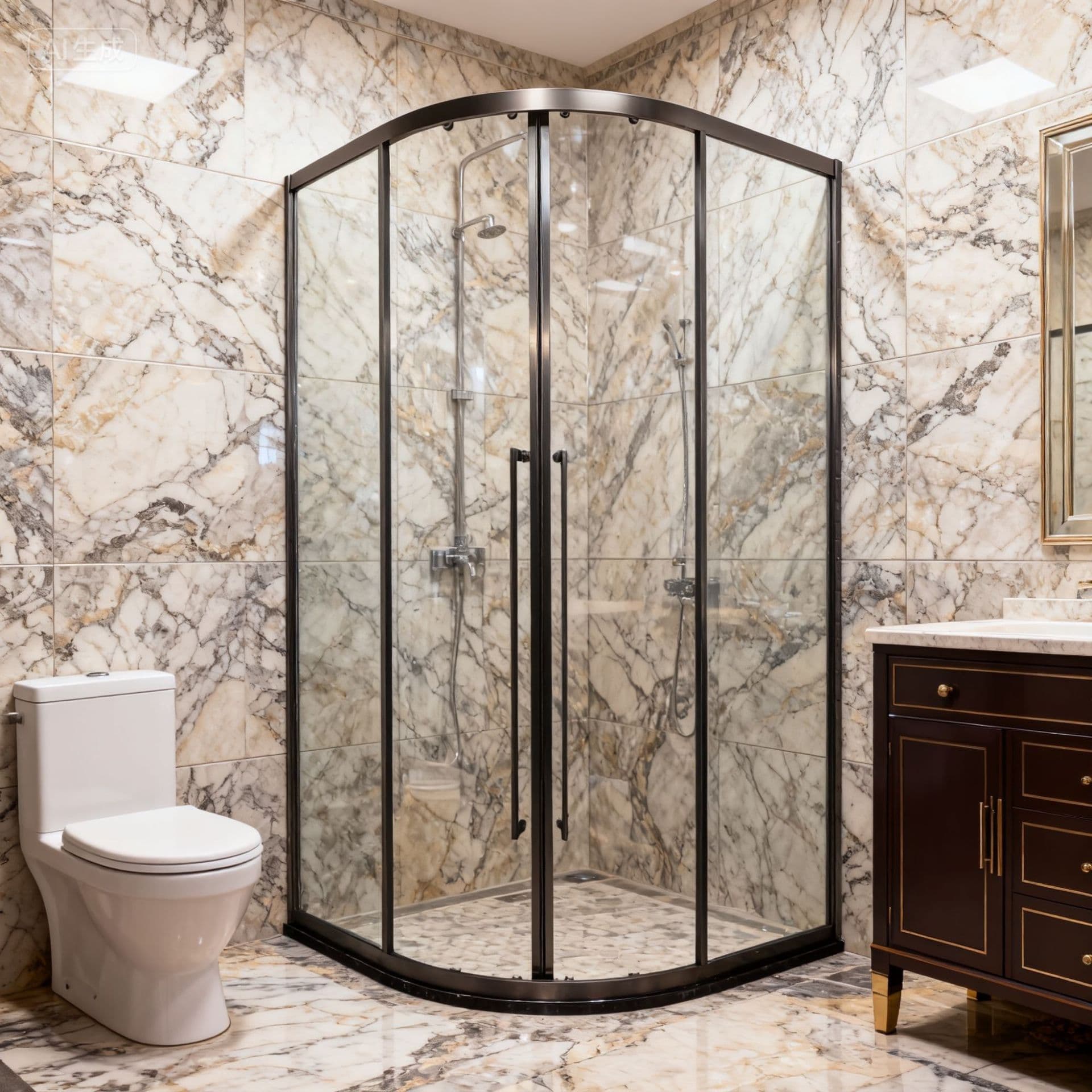 Guangdong factory household curved shower room tempered glass partition dry and wet separation shower room shower door bath screen 1