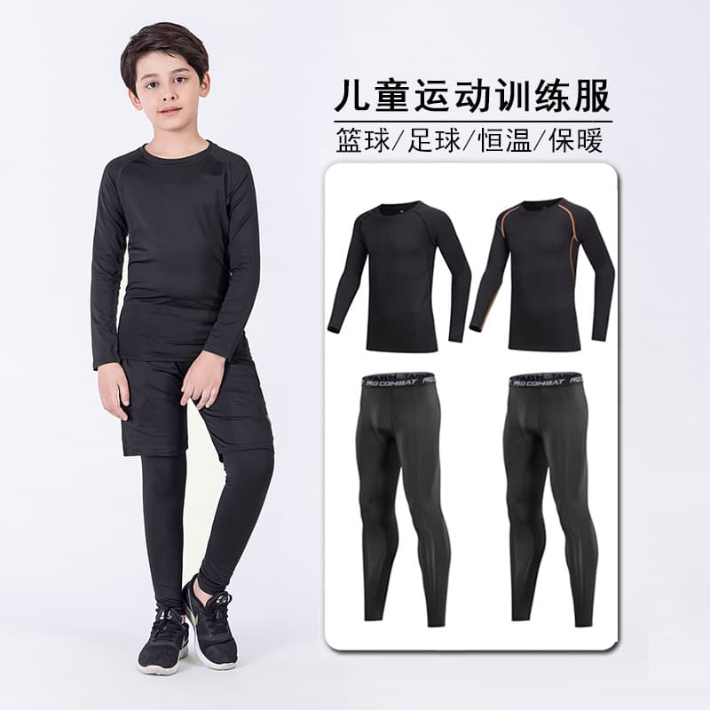 (Cross-border trading), children's keep warm football set for training, sports quick dry base long-sleeve, tight
