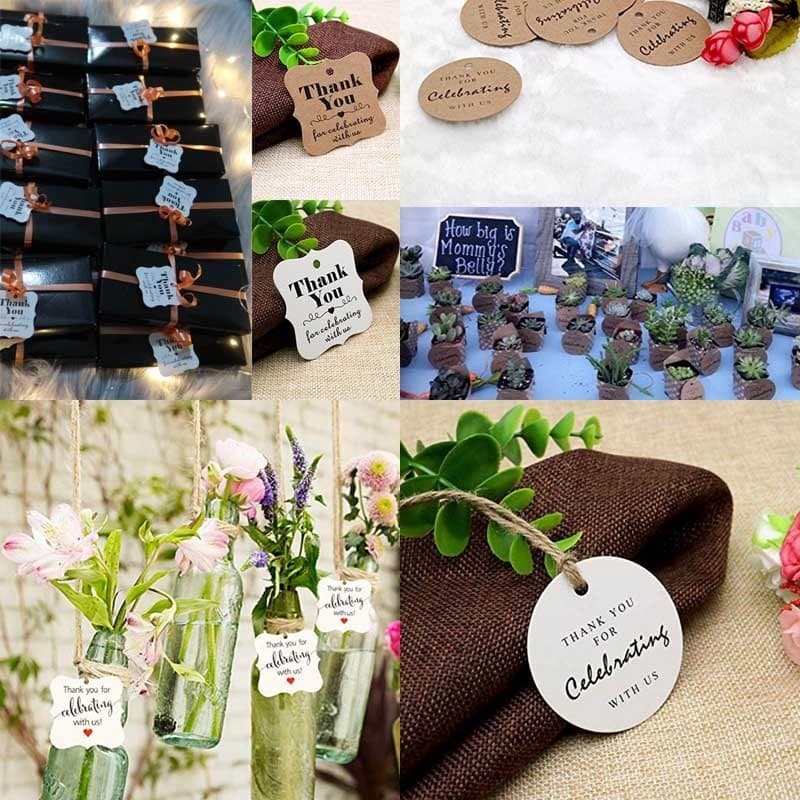 100 pieces/bags wholesale thanks for tag label festive gift Crane tags with hemp rope wedding decoration 4