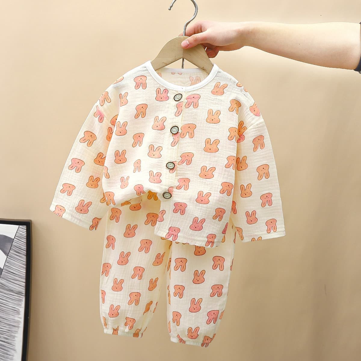Spring children's pijama, set, cotton double-layer overall 2