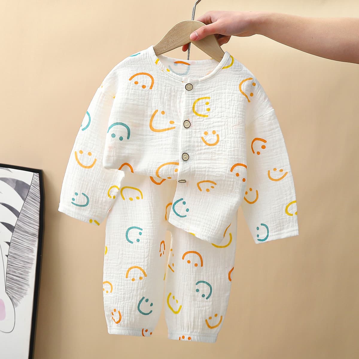 Spring children's pijama, set, cotton double-layer overall 4