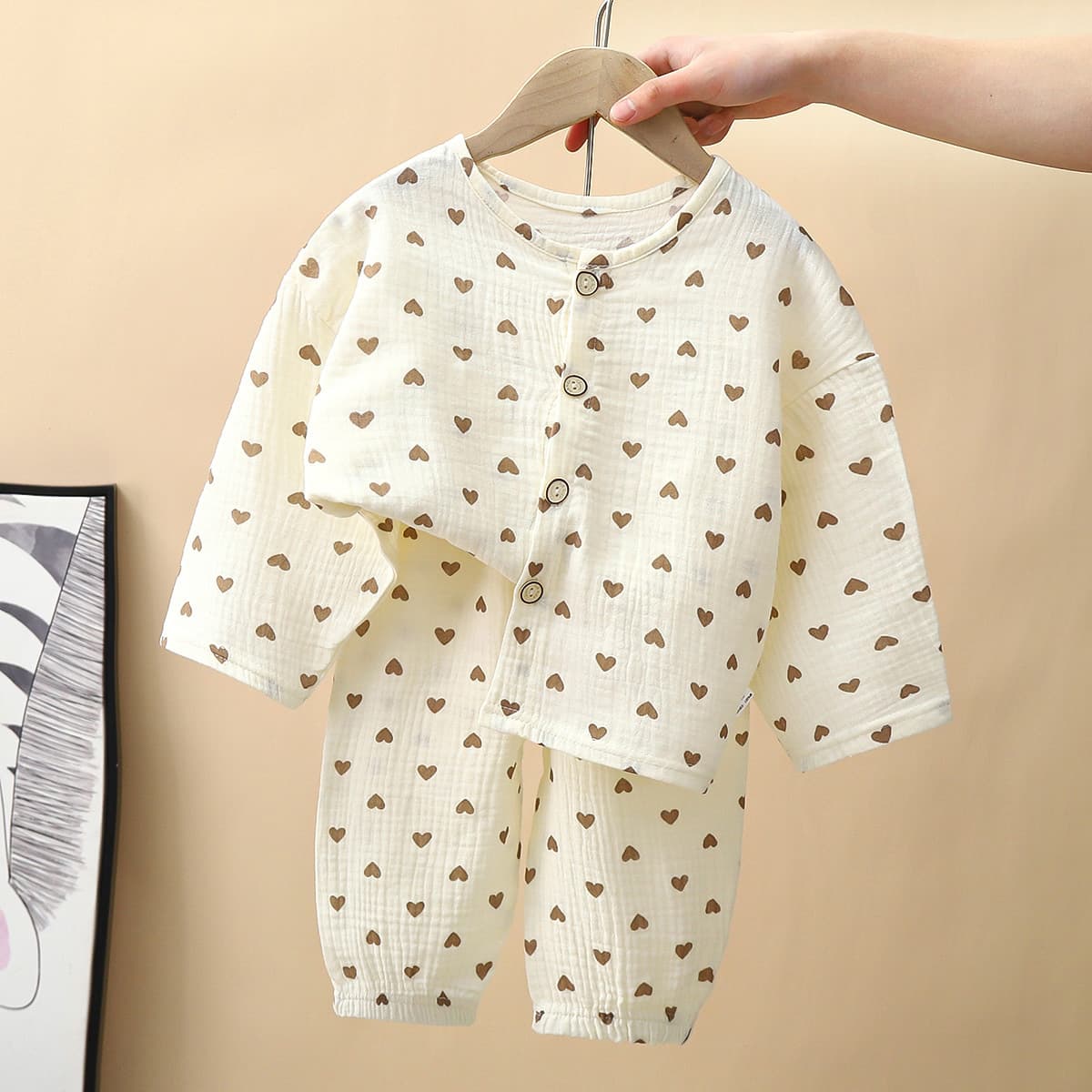 Spring children's pijama, set, cotton double-layer overall